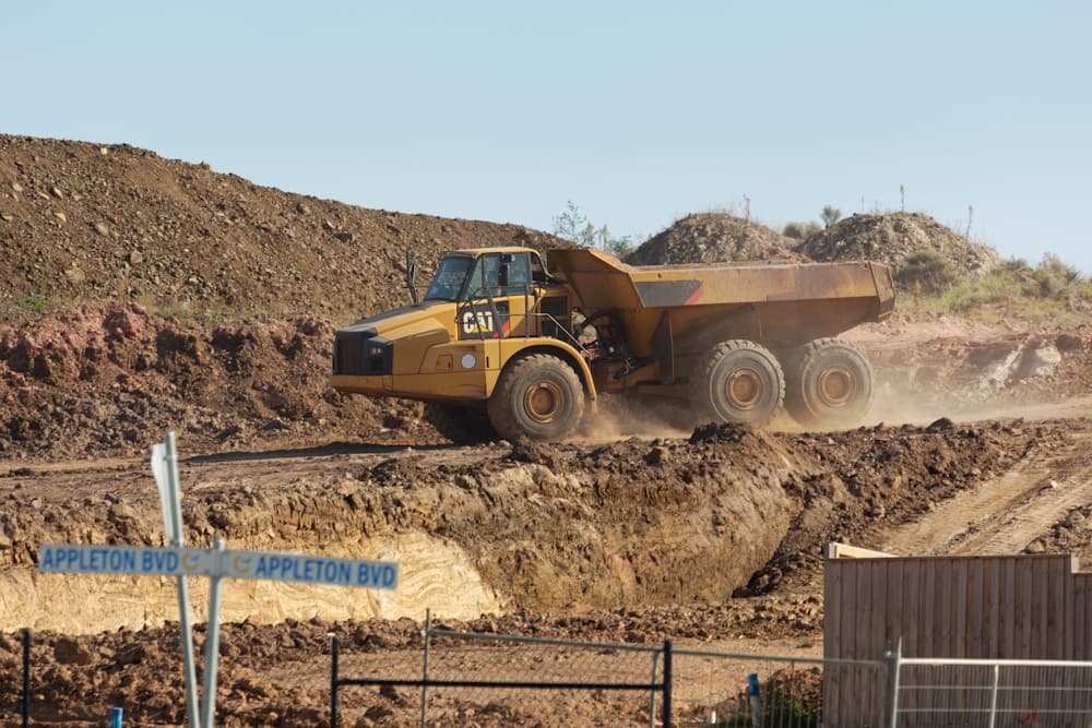 Dump truck at a construction site
