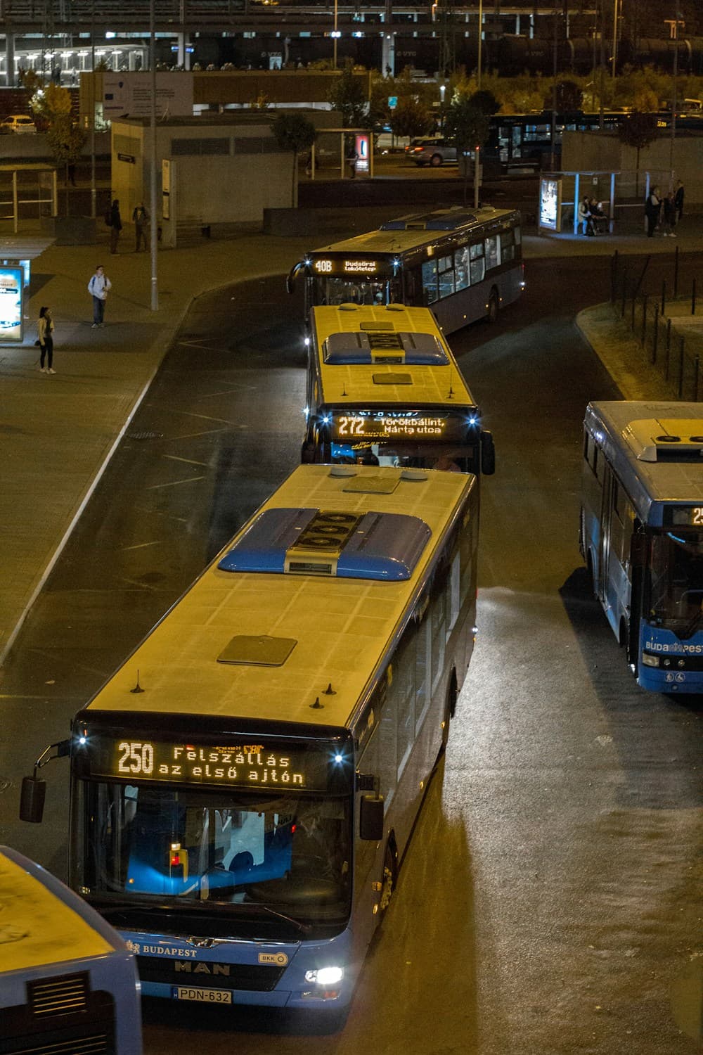 City buses at a terminal